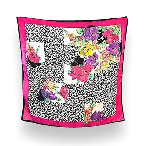 Pink Floral and Leopard print 30x30 SQUARE SCARF